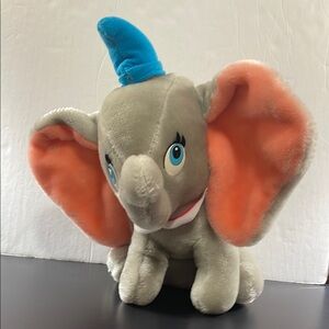 Disney Disneyland Vintage Dumbo Kids Gray Blue Plush Toy Stuffed Animal